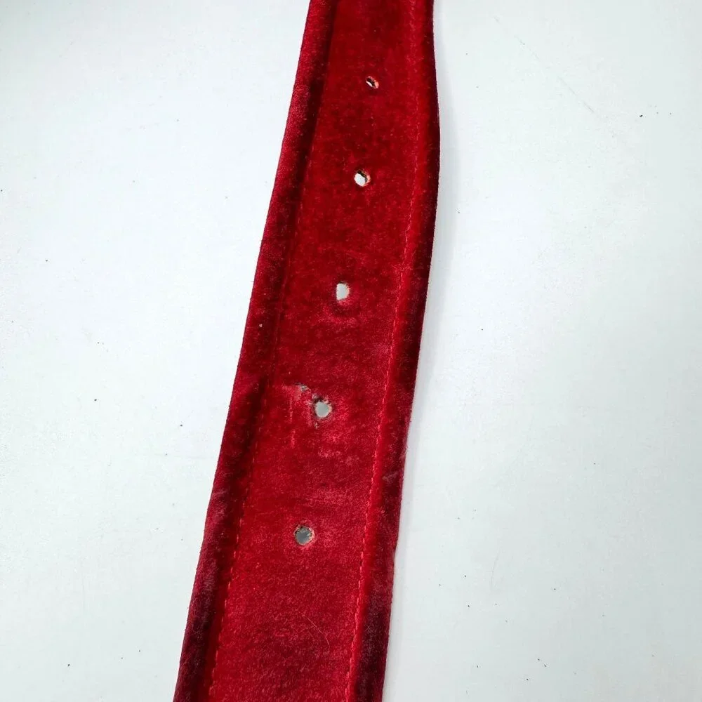Vintage Carlistle Red Suede Belt Gold-Toned Buckle - Picture 8 of 10